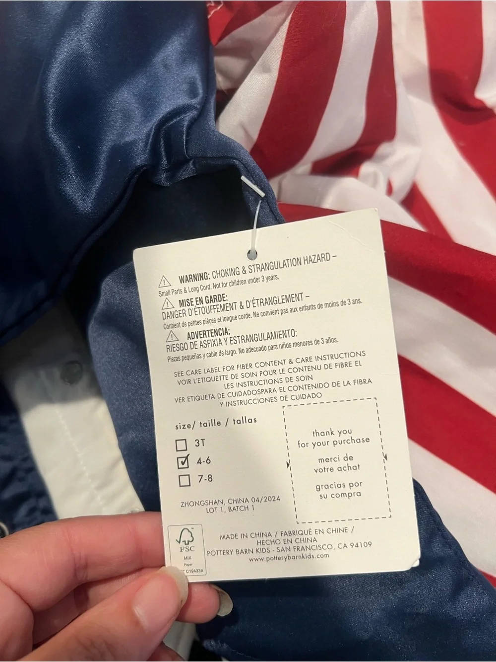 Pottery Barn Kids Uncle Sam Halloween Costume Size 4-6 NWT Hat and Beard